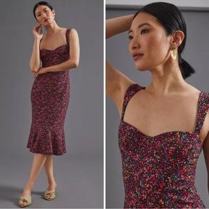 Anthropologie Hutch Floral Sweetheart Midi Dress
